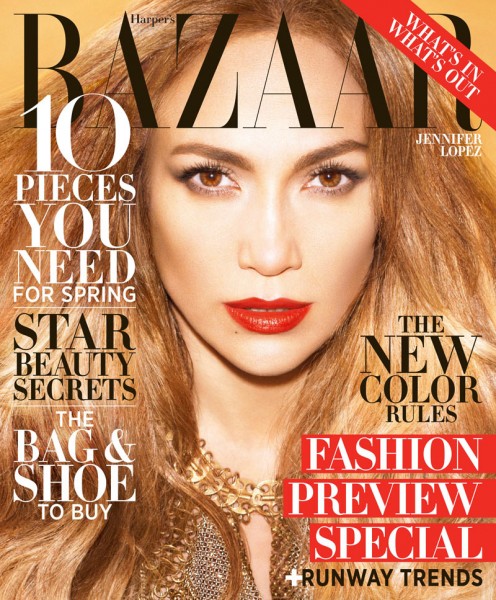 Jennifer Lopez Shines in Paco Rabanne on the February 2013 Cover of Harper's Bazaar US