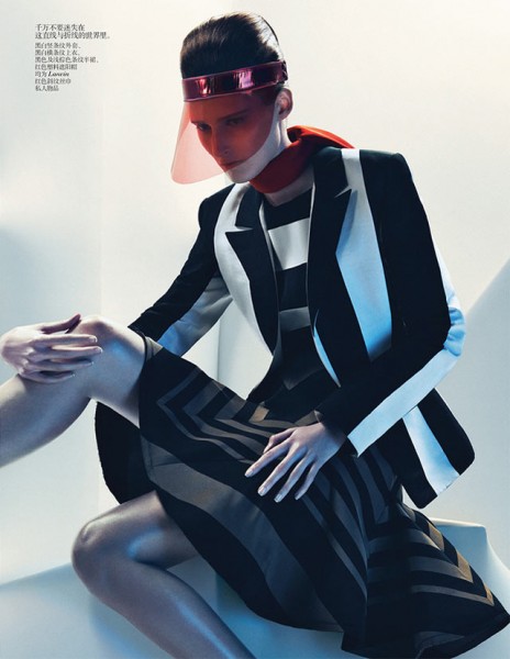 Marie Piovesan Sports Bold Prints for Vogue China January 2013 by Sebastian Kim