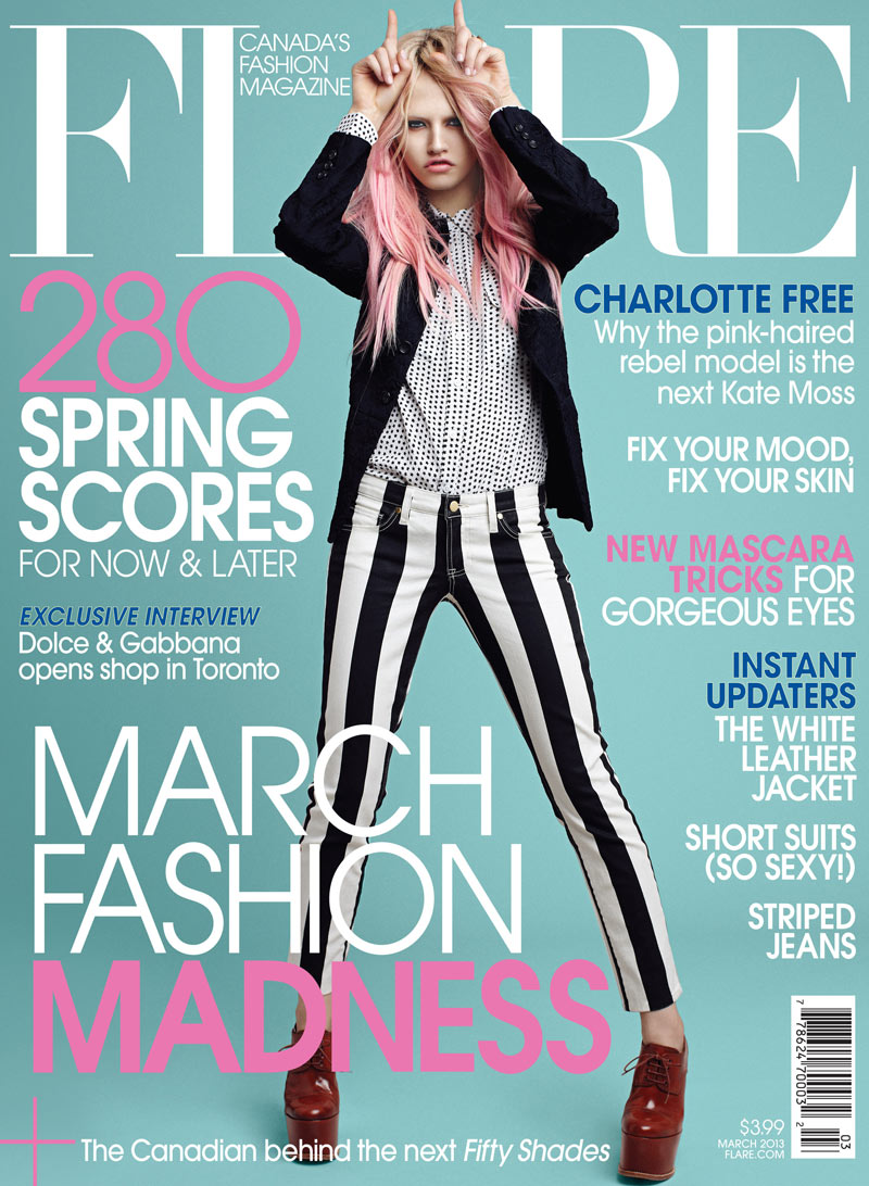 Charlotte Free Covers Flare's March 2013 Issue