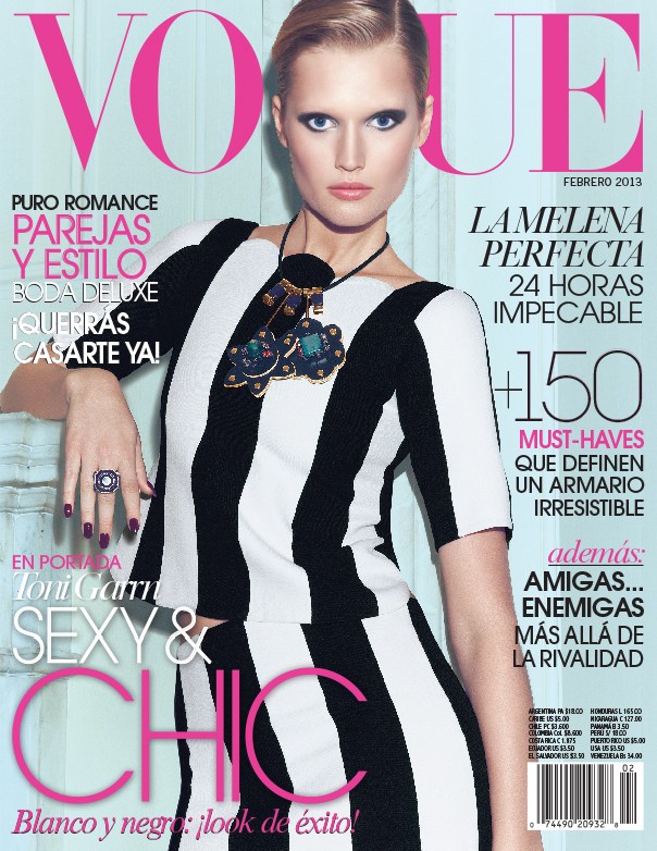 Toni Garrn Sports Geometric Prints for Vogue Mexico February 2013 Cover ...
