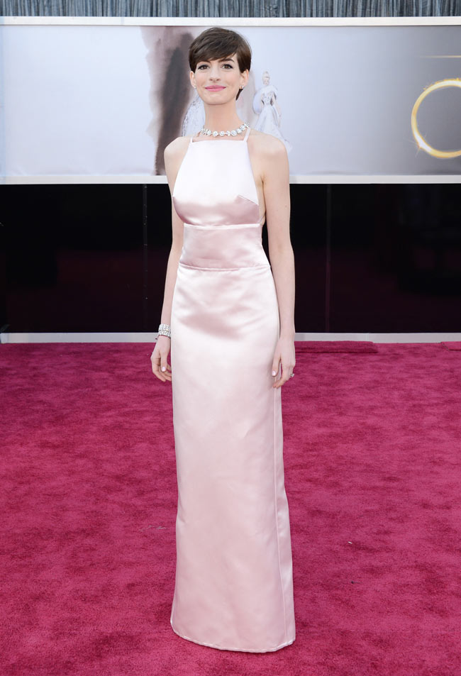 Anne Hathaway in Prada at the 85th Annual Academy Awards