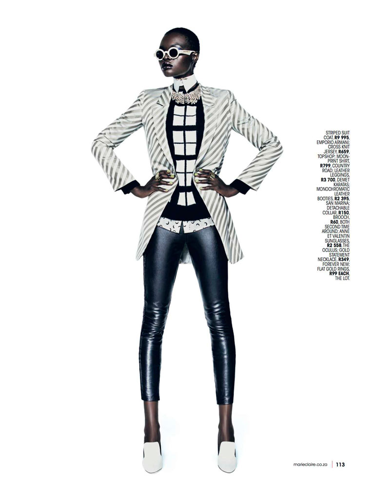 Aluad Deng Anei Suits Up for Marie Claire South Africa's April Issue