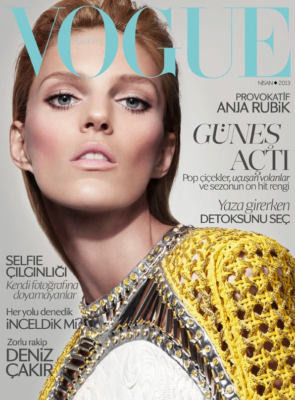 Anja Rubik Covers Vogue Turkey April 2013 in Balmain