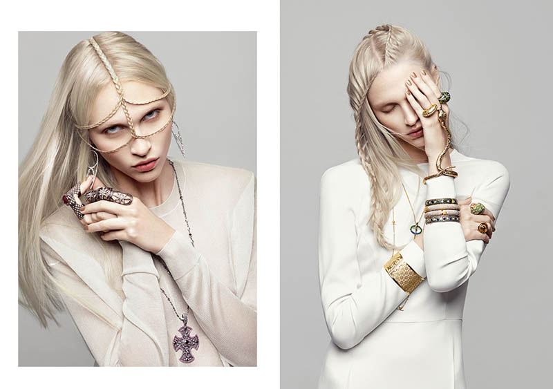 Yulia Lobova Shines in Serpentine Jewelry for Harper's Bazaar Ukraine March 2013 by Federica Putelli