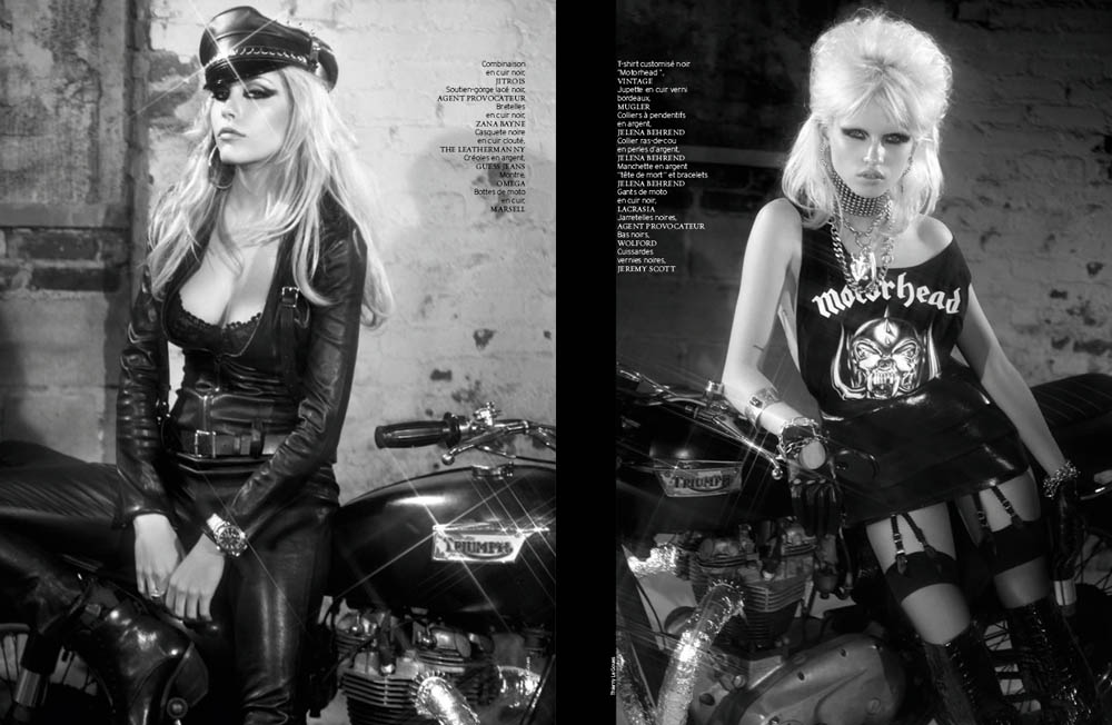 Ashley Smith and Anja Kostantinova Are Biker Chic for French Revue De Modes #22 by Thierry Le Goues