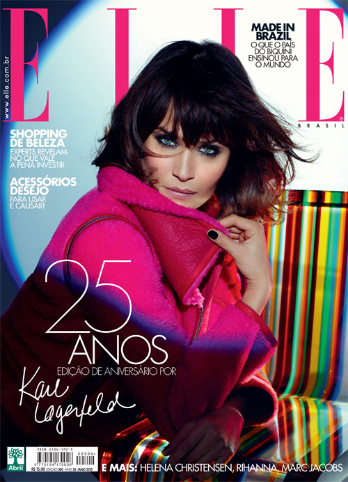 Helena Christensen Covers Elle Brazil's 25th Anniversary Issue by Karl Lagerfeld