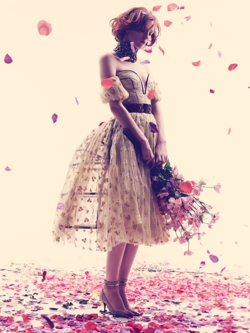 Karen Elson Embraces Spring for Harper's Bazaar UK May 2013 by Alexi Lubomirski