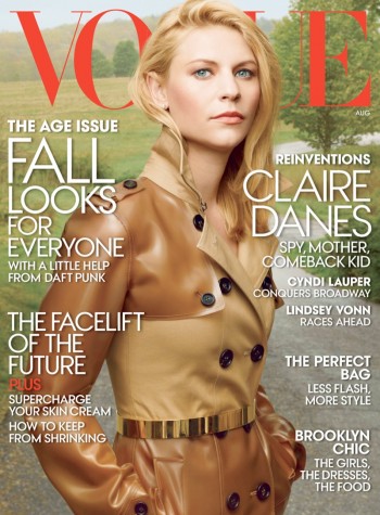 Claire Danes Fronts Vogue US August 2013 Cover in Burberry Claire Danes Fronts Vogue US August 2013 Cover in Burberry