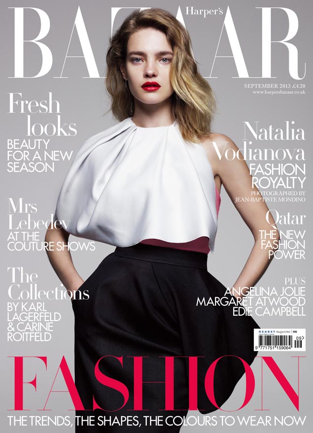 Natalia Vodianova is Divine in Dior for Harper's Bazaar UK September 2013 Cover