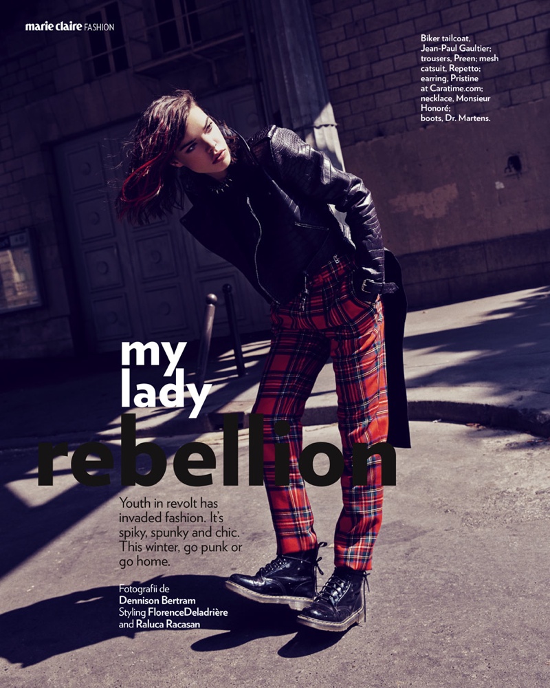 Eva Doll Channels Her Inner Rebel for Marie Claire Romania by Dennison Bertram