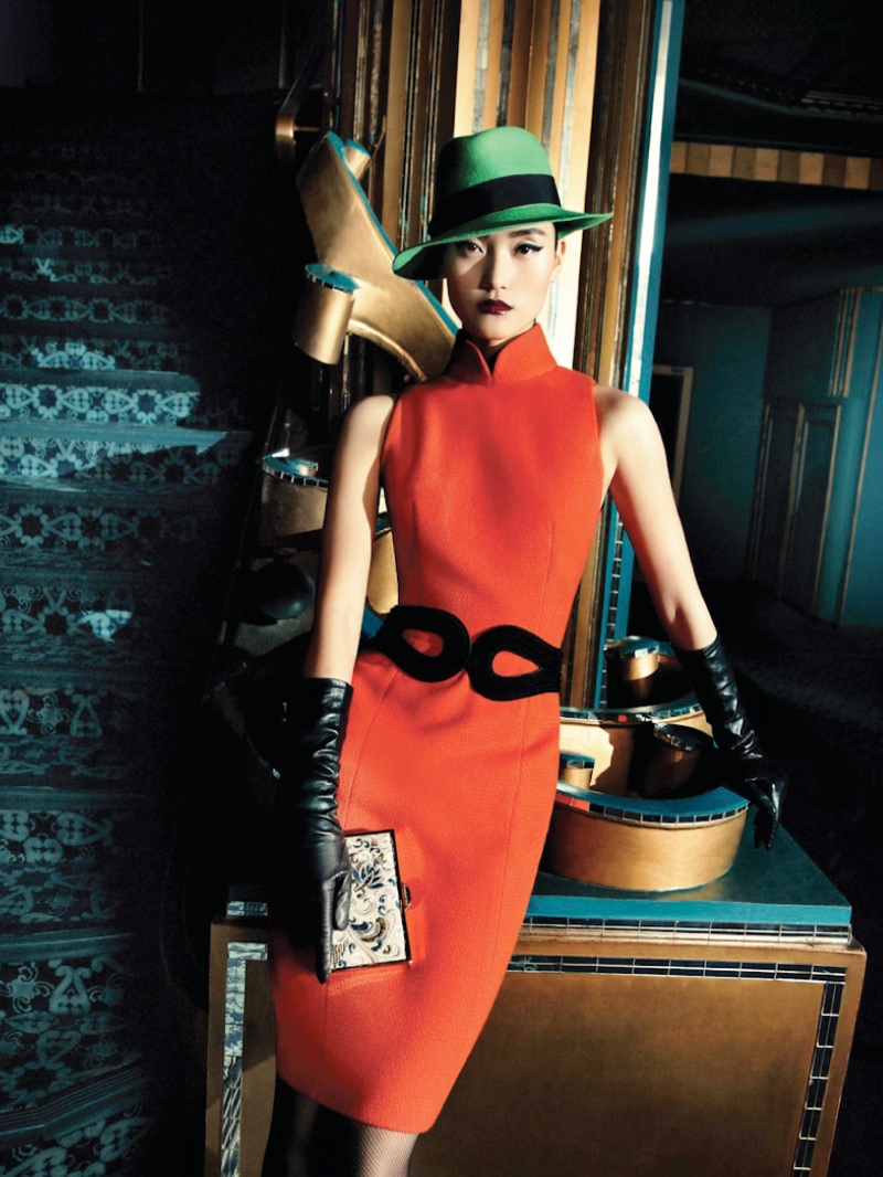 Lina Zhang Fronts Shanghai Tang Fall 2013 Ads by Richard Bernardin