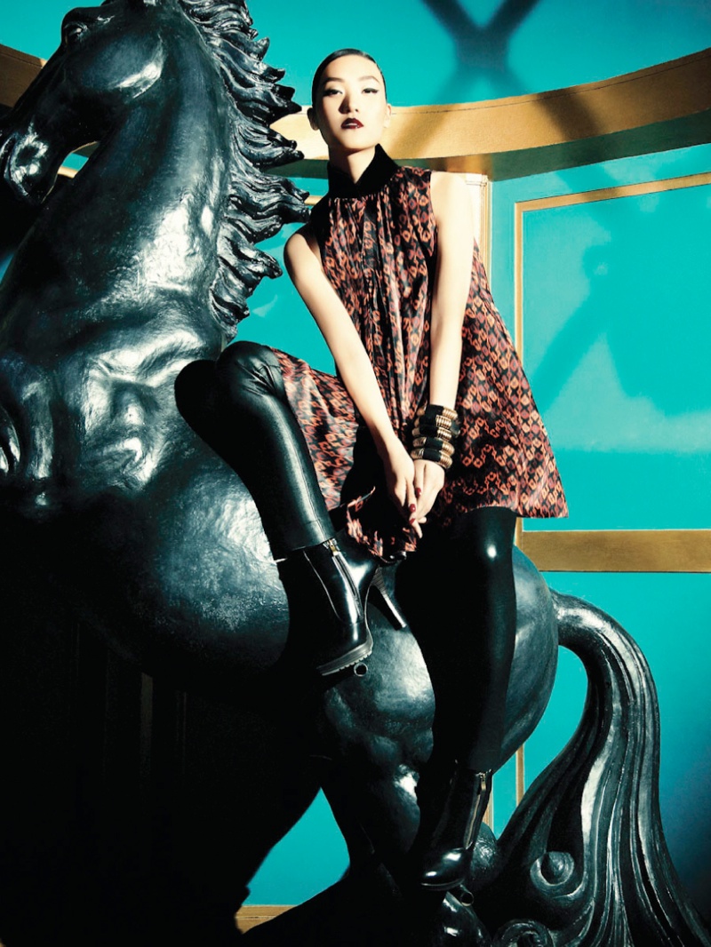 Lina Zhang Fronts Shanghai Tang Fall 2013 Ads by Richard Bernardin
