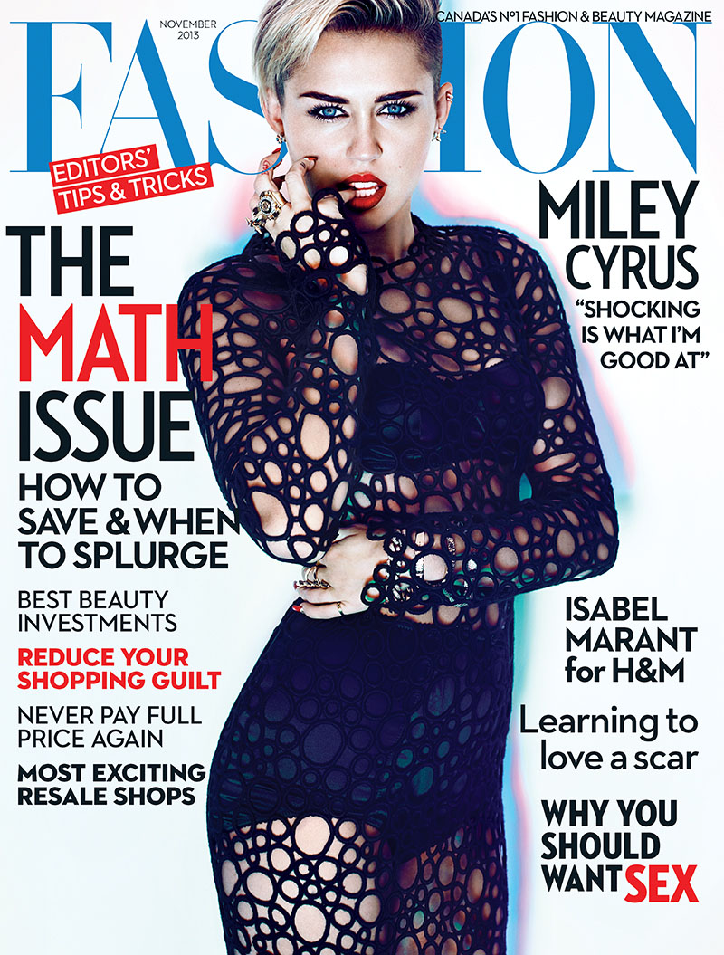 Miley Cyrus Poses for Chris Nicholls in Fashion November 2013 Issue