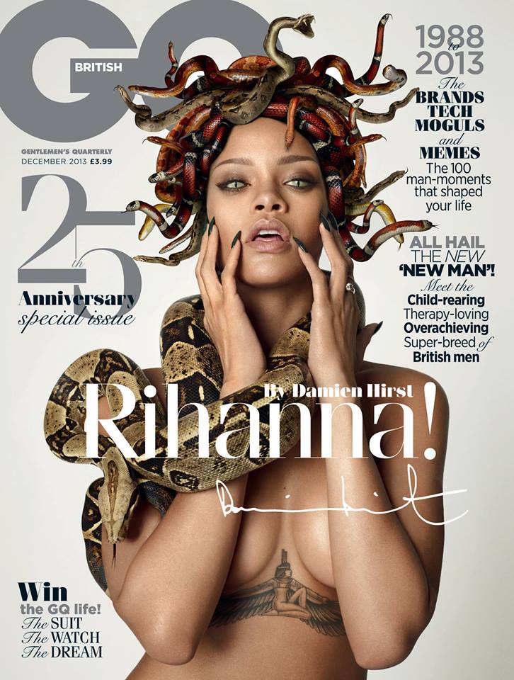 Rihanna Channels Medusa for GQ UK December 2013 Cover