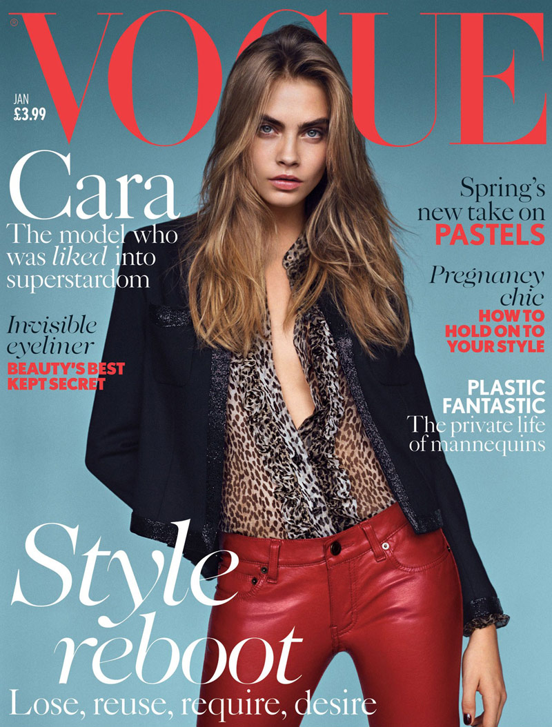Cara Delevingne Lands Vogue UK January 2014 Cover in Saint Laurent
