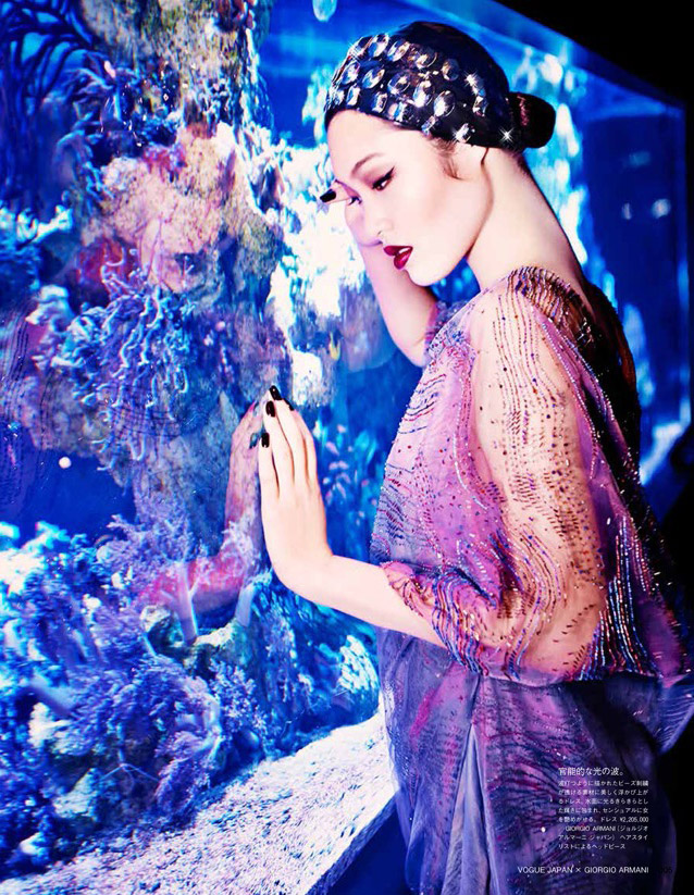 Beneath the Sea: Chiharu Okunugi Wears Armani for Vogue Japan by Ellen von Unwerth