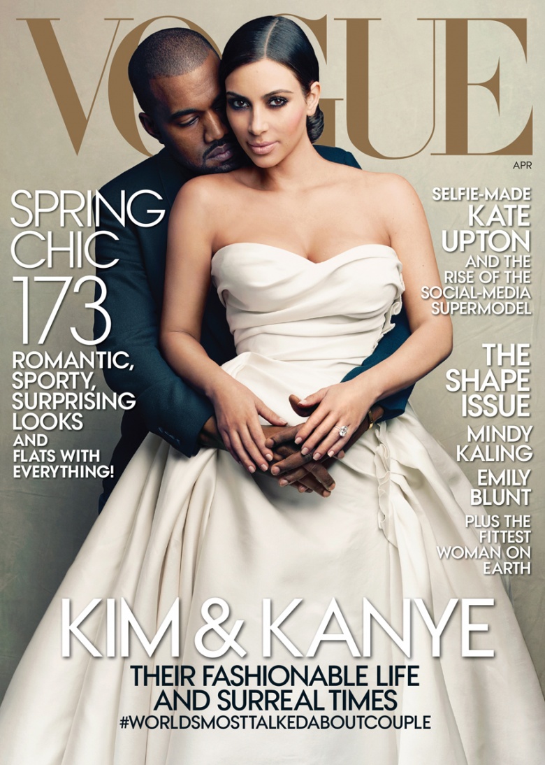 Kim Kardashian & Kanye west on Vogue's April 2014 Issue / Courtesy of Vogue, Annie Leibovitz