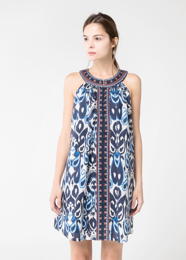mango blue paisley dress