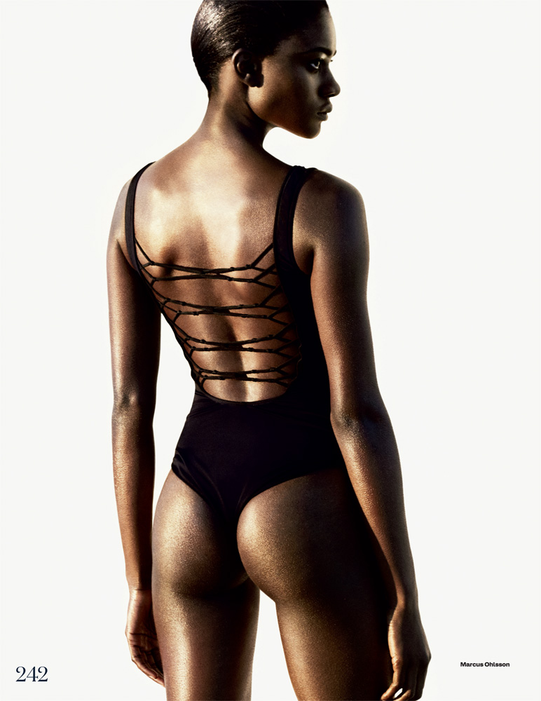Zuri Tibby Dons Bold Swimwear Looks for ELLE UK by Marcus Ohlsson