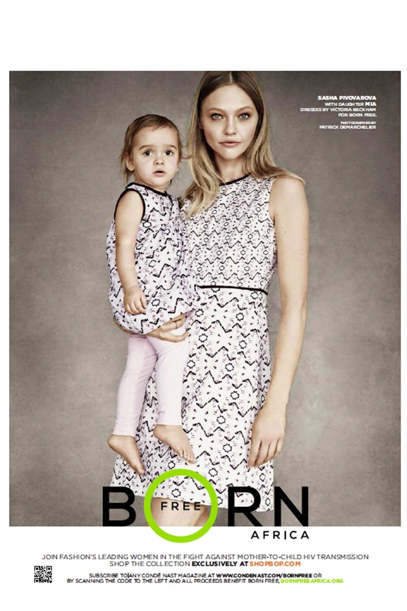 Sasha Pivovarova and daughter Mia