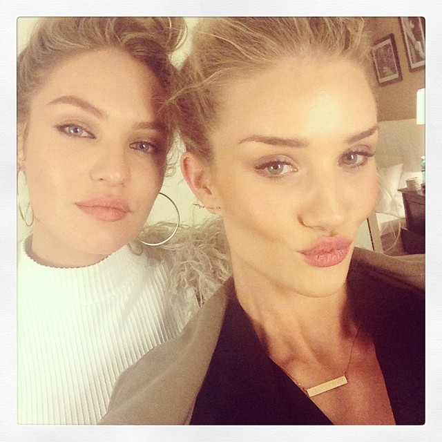 Candice Swanepoel and birthday girl Rosie Huntington-Whitley take a joint selfie