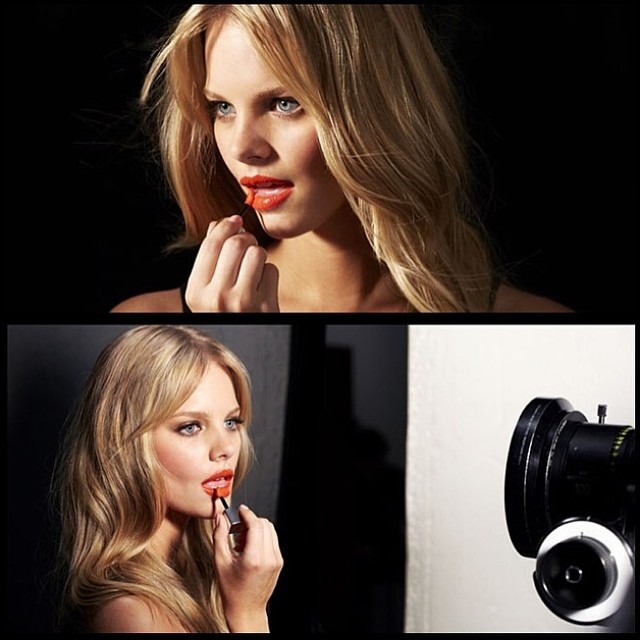 Image: Marloes Horst on set of Maybelline. Courtesy of model's Instagram