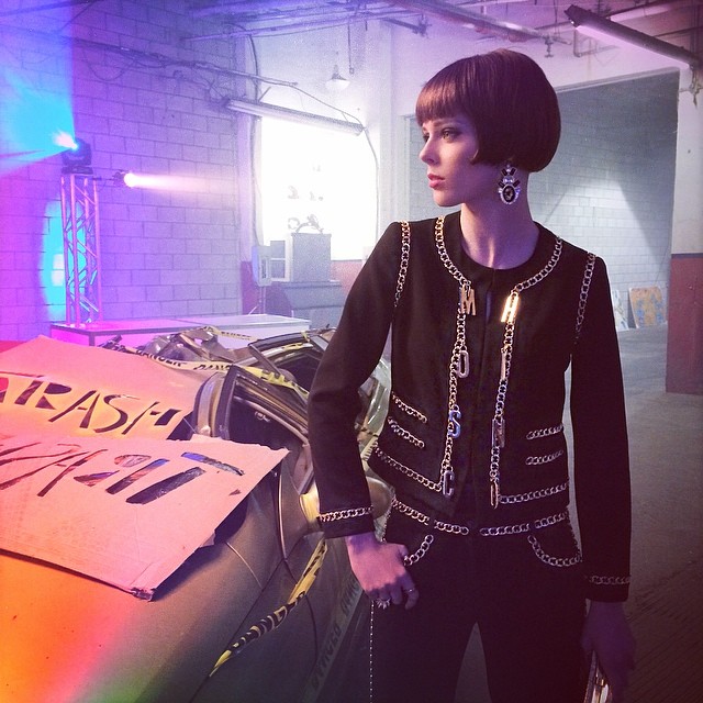 Coco Rocha looks very Coco Chanel, but she's wearing Moschino!