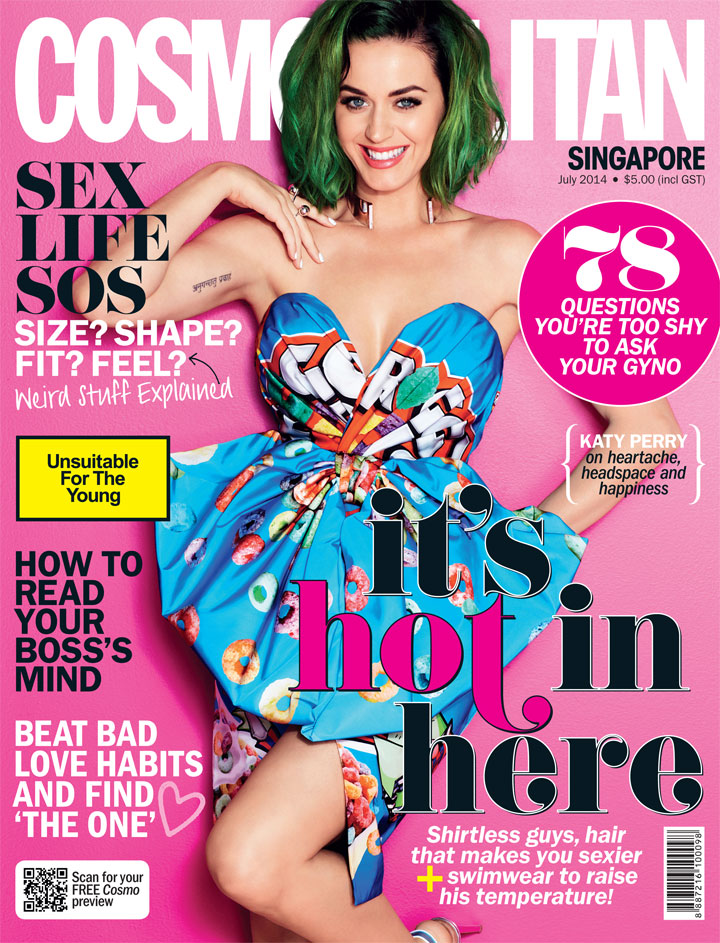 Katy Perry on Cosmopolitan Singapore edition July 2014 Cover