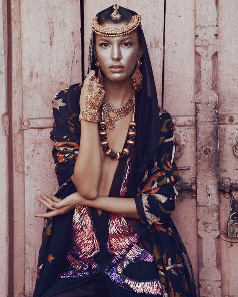 Kate King Models Sari Style for How to Spend It by Andrew Yee