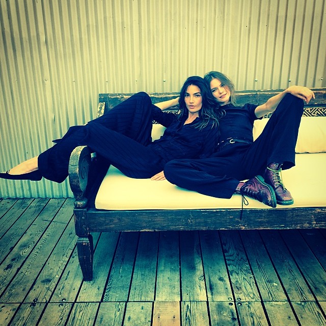 Lily Aldridge and Behati Prinsloo pose together