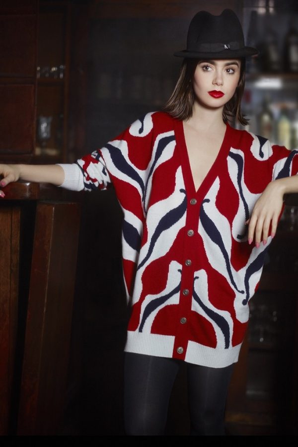 Lily Collins Poses for Karl Lagerfeld in Barrie Knitwear Campaign