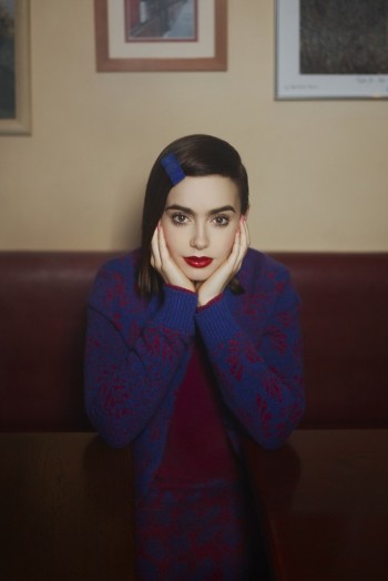 Lily Collins Poses for Karl Lagerfeld in Barrie Knitwear Campaign