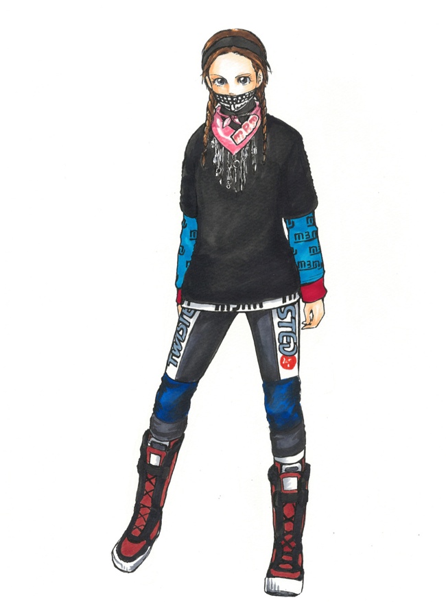 A look from Marc by Marc Jacobs' fall 2014 collection drawn by Mimi. Image: i-D.