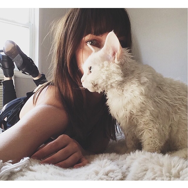 Megan Collison hangs out with her cat