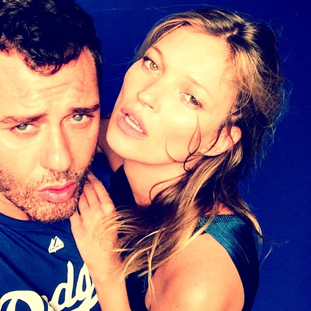 Mert Alas of Mert & Marcus has a blue moment with Kate Moss