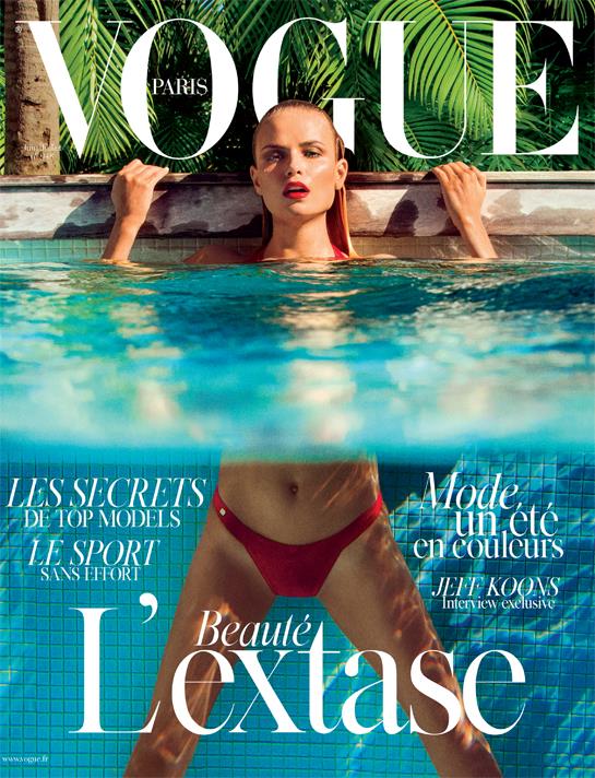 Natasha Poly Wears Red Bikini for Vogue Paris June/July 2014 Cover