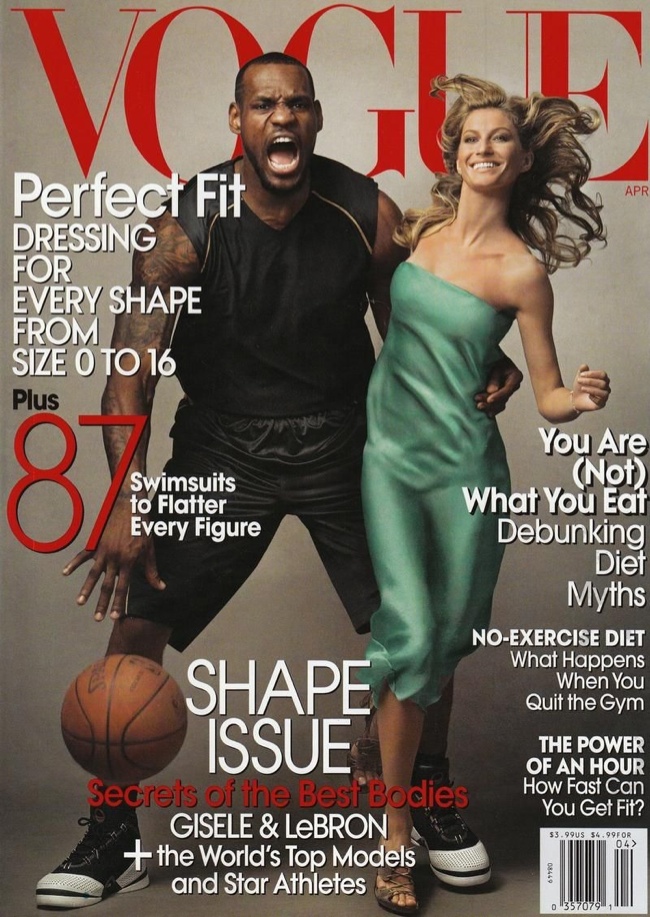 Lebron James and Gisele Bundchen on Vogue April 2008 Cover