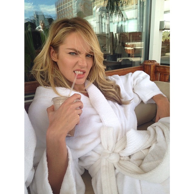 Candice Swanepoel shows off robe look from VS shoot