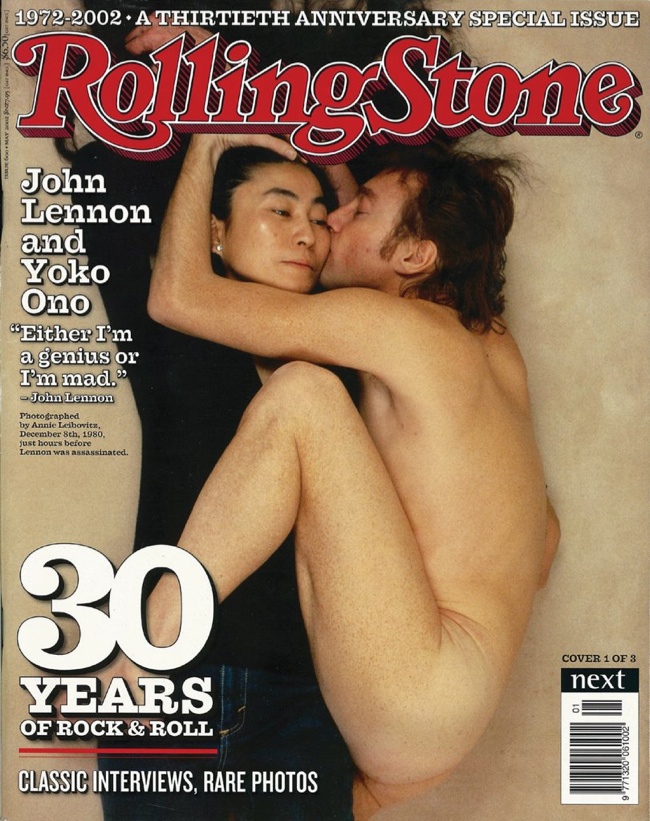 Yoko Ono and John Lennon on Rolling Stone January 1981 Cover (reprint) photographed by Annie Leibovitz