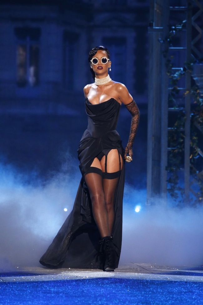 Rihanna at the 2012 Victoria's Secret Runway Show. Design by Adam Selman