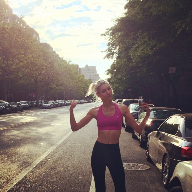 Aline Weber shows off her workout attire