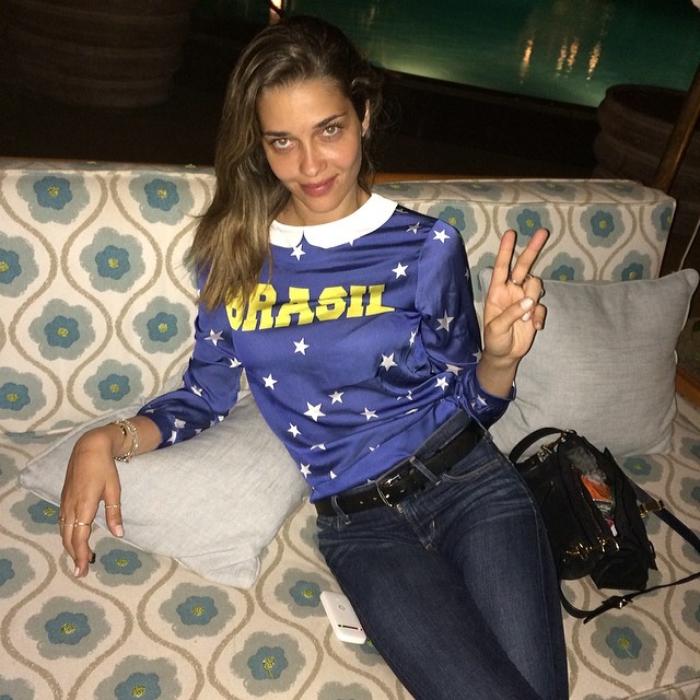 Ana Beatriz Barros rocks a blue and yellow look for Brazil