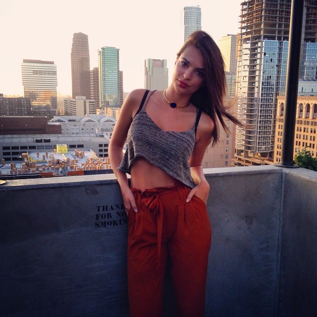 Emily Ratajkowski poses in Los Angeles