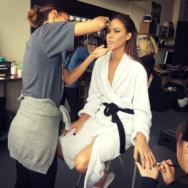 Joan Smalls on set