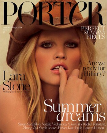 Lara Stone Wears Cowboy Hat for Porter Magazine Summer '14 Cover Lara Stone Wears Cowboy Hat for Porter Magazine Summer '14 Cover