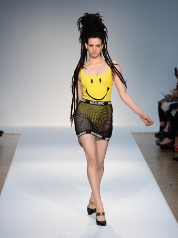 Dreadlocks, Smiley Faces & Mesh at Moschino Spring ’15 Runway Show