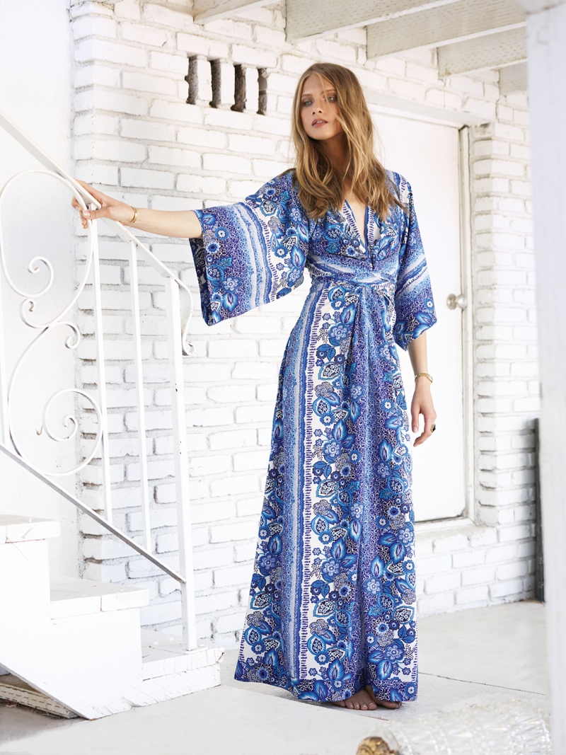 Model Anna Selezneva wears a Tularosa dress for REVOLVE Clothing x Tularosa campaign. 