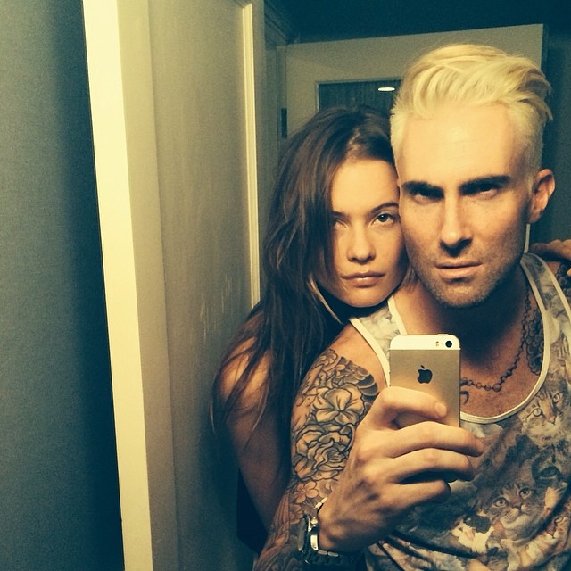 Behati Prinsloo and her now husband Adam Levine earlier this year. Image: Instagram