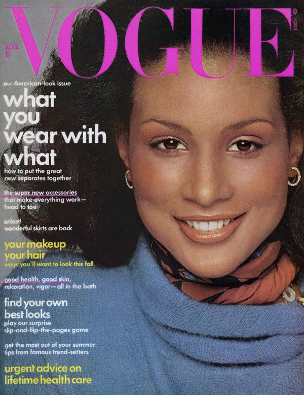 Beverly Johnson on Vogue's August 1974 cover. She was the first black model to cover the magazine.