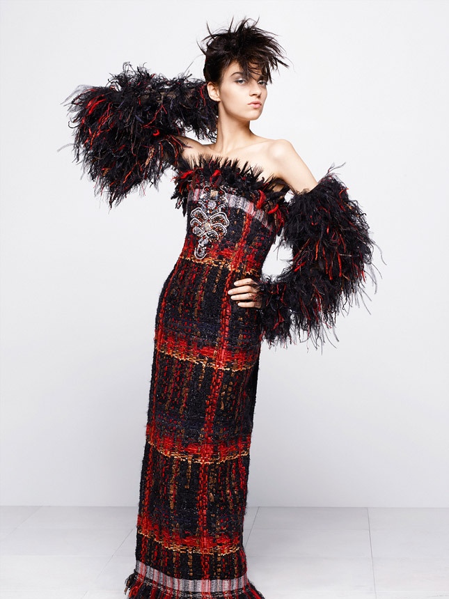 Magda Laguinge Poses for Karl Lagerfeld in Chanel Couture Shoot